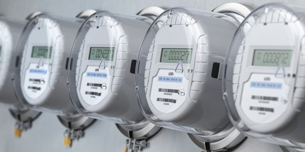digital electric meters in a row