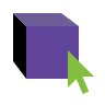 purple cube with green mouse icon