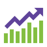 purple arrow moves up green chart