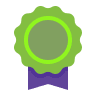 green and purple prize ribbon icon