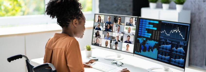 Online Virtual Teleworking Meeting On Computer